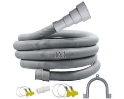 Universele afvoerslangen voor Wasmachines, Droger en Vaatwasser - Instelbare Diameter 20-38 mm met 1 Adapter en 4 Slangklemmen