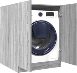 Wasmachinekast - Badkamerkast - Wasmachine opbergen - Dubbele deuren - 71x71.5x91.5cm - Grijs Sonoma — thumbnail 4