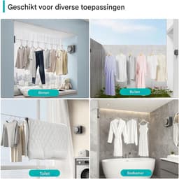 carmdering - Uitrekbare Kledinglijn Binnen & Buiten - Waslijn voor aan de muur- Waslijn van roestvrij staal 304 – Waslijn Uittrekbaar 4.8 meter - Wanddroogrek - Wasrek — thumbnail 4