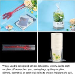 100 PCs Duidelijke Vlakke Open Plastic Poly Zakken 3x6 Inch 1.6 Mil Verpakkende Zakken voor Voedsel, Huis, Collectibles Opslag, Bewijzen Brood, Deeg — thumbnail 5