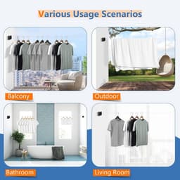 Uittrekbare waslijn 4,8 m voor balkon en badkamer – Space-saving wandmontage wasoplossing — thumbnail 3