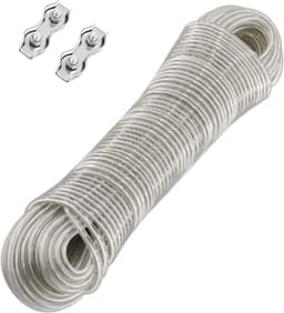 Waslijn 30 m met stalen kern voor buitengebruik, extra sterk met 2 spanners, draagvermogen 120 kg — thumbnail 1