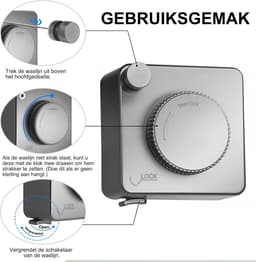 Uitschuifbare wandwaslijn - gemaakt van roestvrij staal, niet doorhangend - 4,8 meter verstelbaar - geschikt voor binnen- en buitengebruik - grijs — thumbnail 4