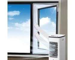 Afdichtingsset voor mobiele airconditioning - raamdeur - universeel geschikt - eenvoudige installatie - afvoerslang - ritssluiting - 4 meter lang
