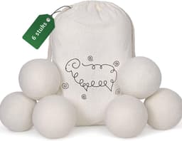 Goodivery® - Droogballen - Aroma Diffuser - Wol Drogerballen - Pakket van 6, XL - 100% Handgemaakte Nieuw-Zeelandse Wol - Natuurlijke Wasverzachter - 23x14x8cm - Wit — thumbnail 1
