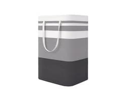 1 grote wasmand - waterdicht - opvouwbare hoge wasmand - met verlengde handgreep - voor kleding - slaapzaalspeelgoed en thuis-Grijsbruine strepen-40*30*60cm