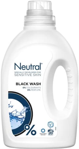 2 x Neutral Vloeibaar Wasmiddel Zwart 20 Wasbeurten 1 liter - Donkere Was - Zwart Was - Parfumvrij Wasmiddel - Gevoelige Huid - Hypoallergeen Wasmiddel — thumbnail 2