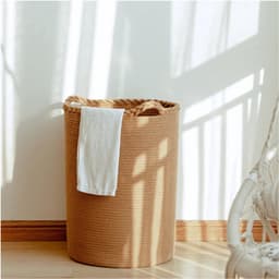 Thuys – Hoge Wasmand Van Gevlochten Katoen – Bruine Mand Voor Slaapkamer – Woonkamer – Badkamer En Kinderkamer — thumbnail 4