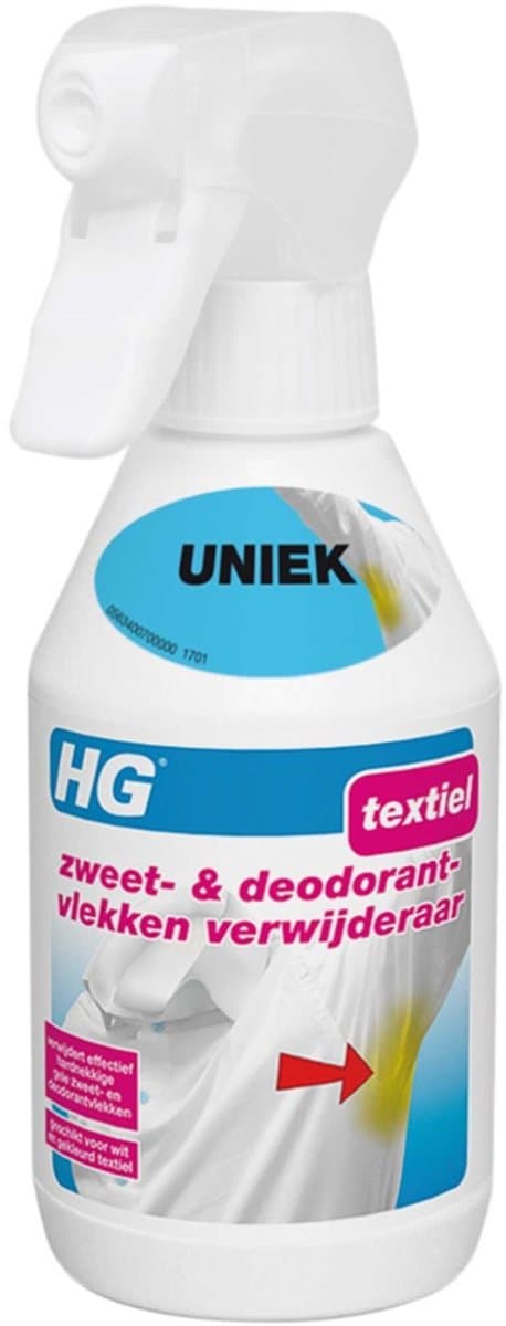 HG zweetvlekkenverwijderaar - 250ml - effectief tegen zweet- en deodorantvlekken - geschikt voor wit en gekleurd textiel — afbeelding 1