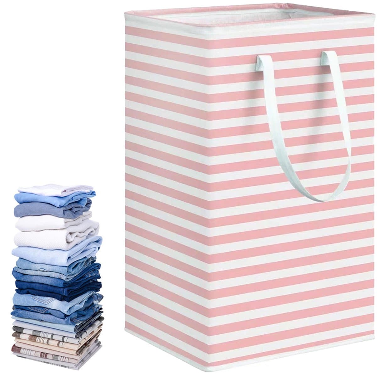 JeiibrZui Ronde Wasmand - Lichtroze - 75 Liter Vochtbestendig Opbergbox - 1 Stuk - Voor Kleding En Speelgoed — afbeelding 1