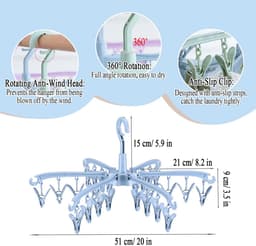 Dailygoods- Sokdroger Opvouwbaar - 24 Peg Sok Hanger - 360 Graden Draaibaar - Hoogwaardig PP-Plastic - Ruimtebesparend - Geschikt voor Lingerie en Ondergoed - Waslijn — thumbnail 4
