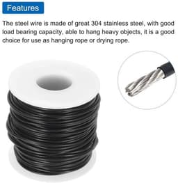 Allecta - Staalkabel van roestvrij staal 304 1/16 inch met vinylcoating - voor wasrek - 30 m - zwart — thumbnail 2