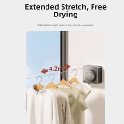 Intrekbare Waslijn - Drooglijn Balkon - Kleding Drogen - Stevig Staaldraad - Niet Gespecificeerd - Zwart — thumbnail 3