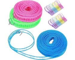 Waslijn caravan - Groen - 8 meter - Nylon met Roestvrijstalen Haken - Draagbare Buitenwaslijn