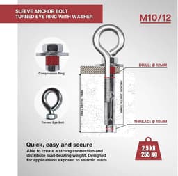 Metalen Ankerbouten - Betonpluggen Muur - Zware Lasten Bevestigen - Roestbestendig Staal - M8-10 Pack 5 - Zilver — thumbnail 3