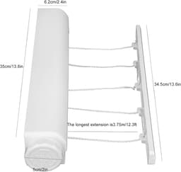 Uittrekbare Waslijn - Waslijn Binnen Buiten - Was Drogen - Ruimtebesparend Ontwerp - 3.2 Meter - Wit — thumbnail 4