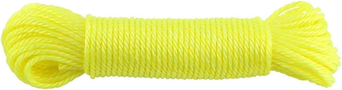 Nylon Waslijn - Waslijn Touw - Buiten Kleding Drogen - Hoge Sterkte Nylon - 20 meter - Fluorescerend Geel — afbeelding 1