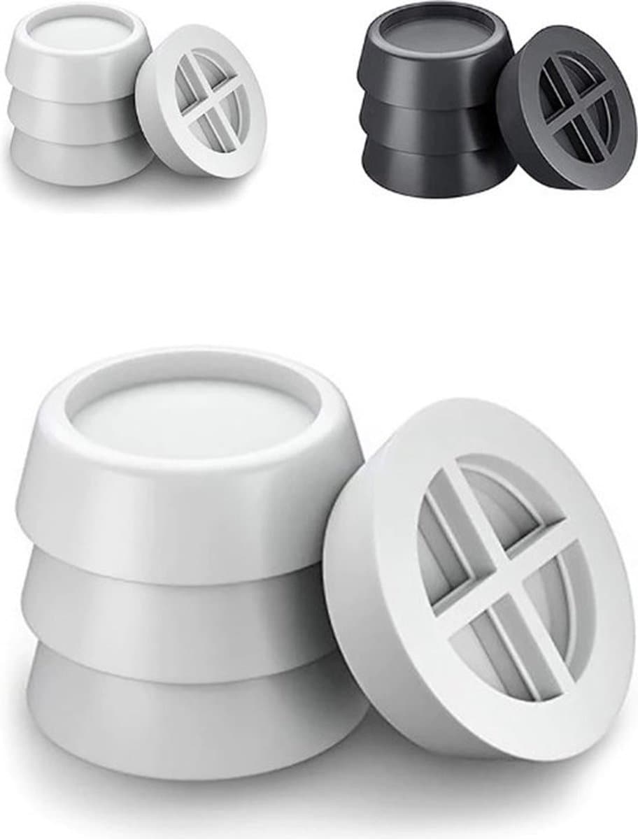 Trillingsdempers wasmachine – Set van 4 stuks – Wit - Voetjes wasmachine & droger - Wasmachine demper – Anti trillings / vibratie dempers pads – Antislip rubber – Trillingsmat – Antislipmat - Schokdempers wasmachine — afbeelding 1