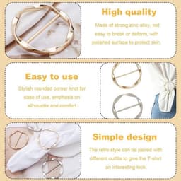 Metalen kledingringen voor dames en meisjes - Set van 6 - Stropdassen clips - Zijden sjaalringen -T-shirtclips - Kledingaccessoires — thumbnail 5