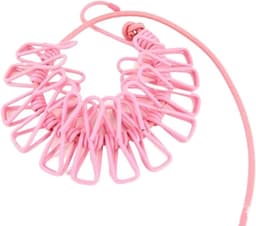 Waslijn met clips - Drogrek draagbaar - Kleding drogen - Intrekbaar ontwerp - 1 meter - Roze — thumbnail 1