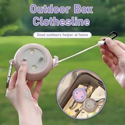 Uitschuifbare waslijn van 10 meter, geschikt voor binnen- en buitengebruik, draagbaar, verstelbaar en ideaal voor op de camping, in hotels, in de achtertuin en voor het drogen van wasgoed in de buitenlucht. — thumbnail 4