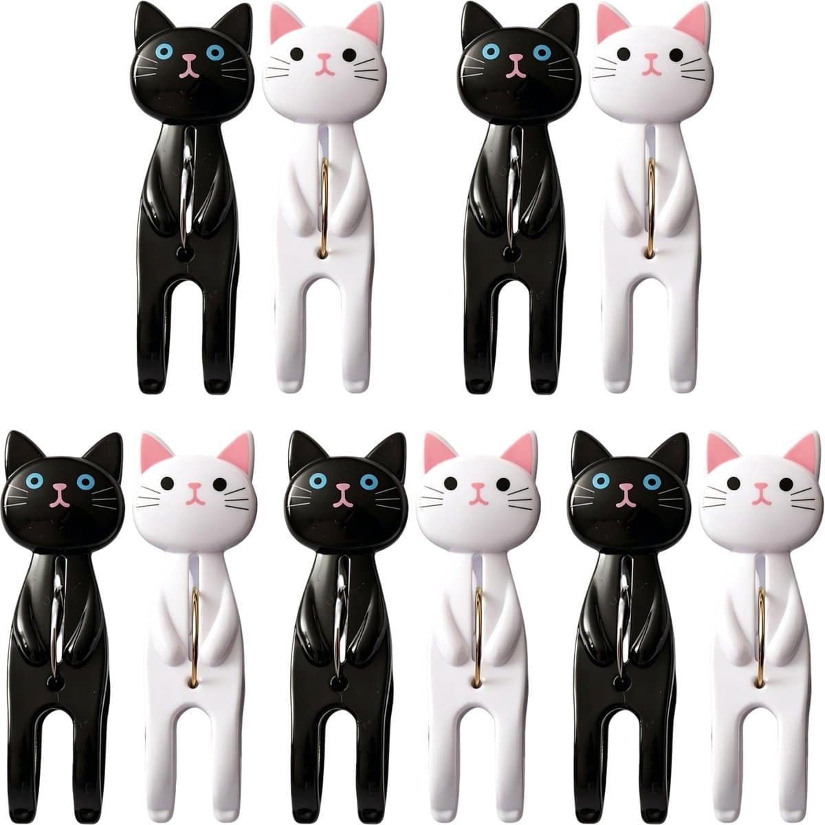 Solidchoice - Set van 10 Grote Wasknijpers met Schattig Kattenontwerp — afbeelding 1