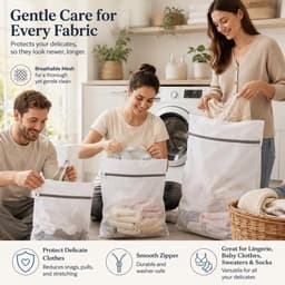 Wasnet voor wasmachine: 5 stuks, 3 maten, stevig polyester, bescherming voor delicate kleding en lingerie — thumbnail 3
