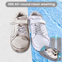 Waszak voor schoenen, herbruikbare waszak voor de wasmachine, 360° reiniging, grijs, 2 stuks, ideaal voor sneakers en sportschoenen — thumbnail 2
