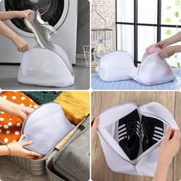 SnelShoppen - Shoe Bag Set van 2 Herbruikbare Mesh Waszakken met Rits voor Sportschoenen, Sokken en Bh's - Ideaal voor de Wasmachine - Optimaal Schoon — thumbnail 3