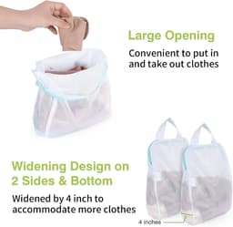 SnelShoppen - 2 Stuks Wasnetten met Handvatten 25.5 x 30.5 cm - Waszak voor Ondergoed, Bh's, Lingerie, Sokken en Baby Kleding - Beschermende Waszakken — thumbnail 3