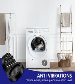Anti-vibratie pads - Apparaat onderzetters - Stille werking apparaten - Sterke zuignappen - 4 stuks - Zwart — thumbnail 5