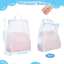 Dailygoods - 2 stuks wasnetten groot (wit) - Herbruikbare wasnetten met premium ritssluiting beschermen bh's, zijden blouses & delicatesse (50x60cm) — thumbnail 3