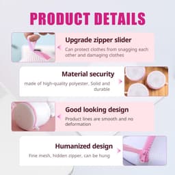 Dailygoods - Set van 3 herbruikbare wasnetten voor wasmachine, met ritssluiting voor wasmachine, ideaal voor beha's, ondergoed en sokken (rood) — thumbnail 3