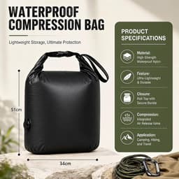 SnelShoppen - RANJIMA Waszak voor op reis, Waterdichte Opbergzak met Kliksluiting, Compressie-Reisorganizer, Vuilwaszak voor Zwemmen, Fitness, Reizen, — thumbnail 2