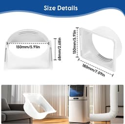 SnelShoppen - 150mm/5.9 Inch Universele Air Conditioner Afvoerslang Adapter - ABS Vierkant Naar Rond Koppelstuk - Ideaal Voor Mobiele Airco's — thumbnail 5