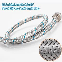 SnelShoppen - 2 Stuks Flexibele Aansluitslang 60 cm, RVS Waterkraan Slang 3/8, Kranen Verlengstuk voor Keuken en Badkamer, Koude en Warme Water Slang — thumbnail 3
