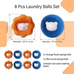 SnelShoppen - 8 x Dierenhaarverwijderaar Wasmachine, Herbruikbare Pluisballen tegen Hondenharen en Kattenharen, Haarvanger voor Kleding, Zacht voor Te — thumbnail 1