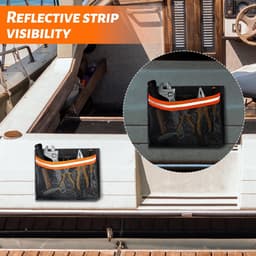 1 stuks opbergnettas, met reflecterende strepen, met zelfklevende achterkant, marine-opbergnettas, voor het opbergen van gereedschap in boot (oranje) — thumbnail 5