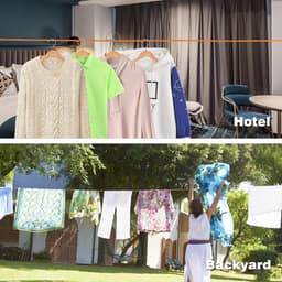 Uitschuifbare waslijn, 8 meter lang, draagbaar, geschikt voor kamperen, reizen en buitenactiviteiten, oranje, hoge kwaliteit, praktisch en duurzaam, geschikt voor gebruik in de keuken en thuis. — thumbnail 3