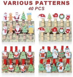 Knijpers Hout 40 Stuks - Decoratieve Sierklemmen - Kerstmis - Mini Knijpertjes - Duurzaam - Jute Koord - Decoratieve Clips — thumbnail 2