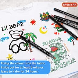 Art Stoffen pennen, 30 kleuren dubbele punt permanente stoffen markers voor kleding, T-shirt, schoenen, niet-toxisch en geen bloeden permanente stoffen pennen voor kinderen volwassenen — thumbnail 2