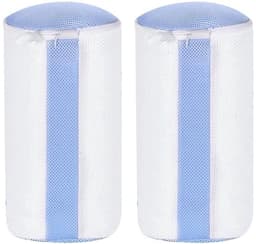 Schoenwaszak met rits - 2 stuks - Wit/Blauw - Herbruikbaar - Polyester - Zachte vezels voor reiniging - Schoenentas — thumbnail 5