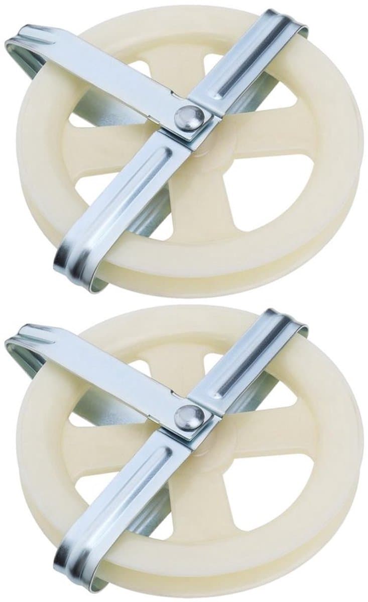 Waslijn Katrol 15,5 cm - 2x Waslijn Uittrekbaar - Duurzaam Impactplastic - Ondersteuning voor Touw tot 3/8" - Eenvoudig te Installeren - Wit — afbeelding 1