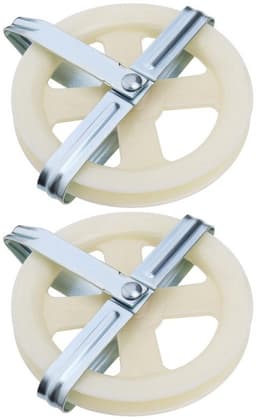 Waslijn Katrol 15,5 cm - 2x Waslijn Uittrekbaar - Duurzaam Impactplastic - Ondersteuning voor Touw tot 3/8" - Eenvoudig te Installeren - Wit — thumbnail 1