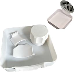 Lekbak Wasmachine - Afvoerbak voor wasmachine - Afvalwaterbak van de wasmachine - Afvalwateropvangbak - 17.8 × 17.8cm - Geschikt voor wasmachines - Met universele afvoerplaat + moer + afvoerplaat - Universeel - Wit — thumbnail 1