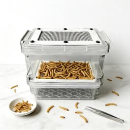Zijdespinner KOT filterbehuizing - incl. pincet en borstel, geurdichte kweekbox voor meelwormen | voor vlieghoorns, reptielen, vogels, hagedissen, kikkers, landschildpadden — thumbnail 3