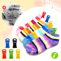 Set van 50 sokkenklemmen, kleurrijke sokkenhouders met haken voor wasmachine en droger, antislip sokkenclip om te organiseren, op te hangen en te sorteren — thumbnail 3