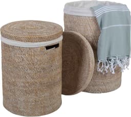 Wasmand met deksel – rotan wasmand – Opbergmand – Rotan White Wash — thumbnail 5