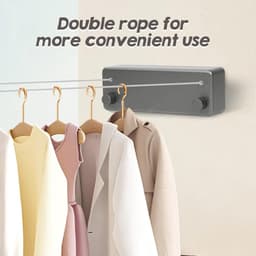 Retractable Clothesline 4.2 m Pull-Out Adjustable Waterproof Hanging Clothesline- Indoor Outdoor Use — thumbnail 4