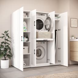 Roomart DORA-I Wasmachine Ombouwkast 160x186 cm - voor 2 Apparaten, 2 Hoge Kasten - Wit — thumbnail 2